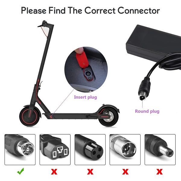 42V 2A Replacement Power Adapter for eScooter, eBike and More Suitable for Okai Neon Lite EA10 ES10 ES20 ES50B ES520B, AovoPro M365 Pro ES60 EW6 ES80, HIBOY S2R, YADEA KS5 Pro KS1 KS3, for XIAOMI MI M365 Pro 1S Pro2, Bird Air M365 - Image 3