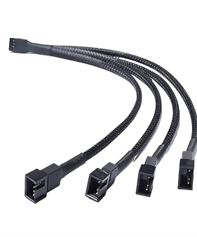PWM 4pin Fan Sleeved Extension Splitter Hub Cable 1 to 4 Way Cooler Fan Power Cable