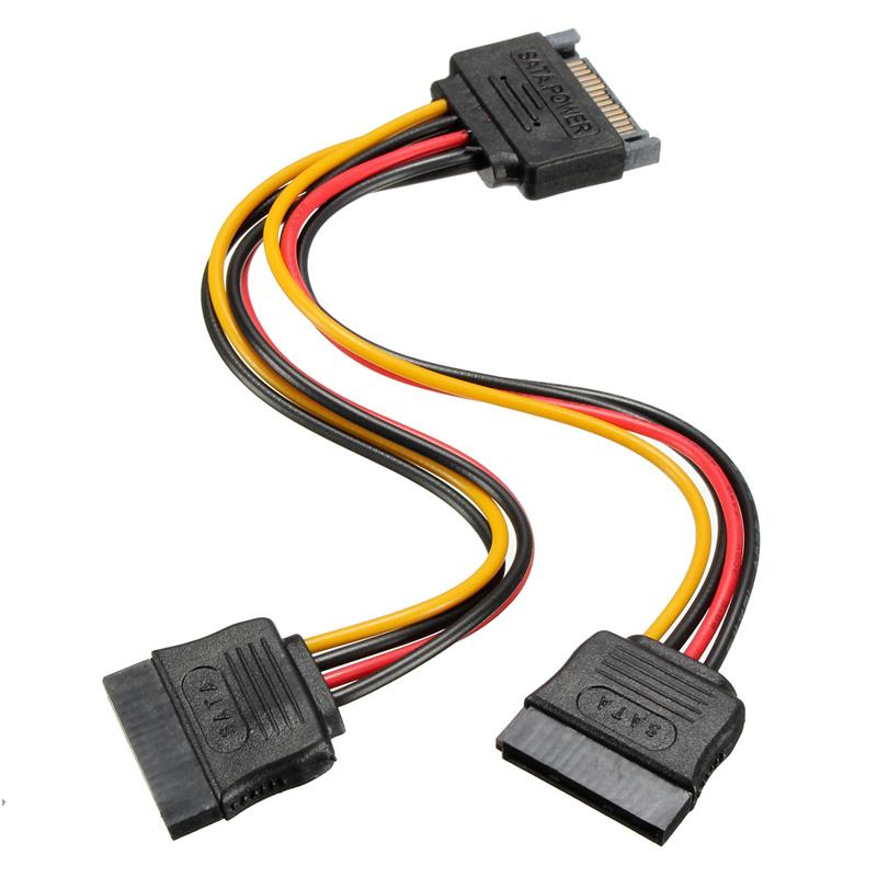 SATA Power Y Splitter Cable 15 Pin SATA Power Splitter Cable Adapter SATA 15 Pin Male to Dual Female Power Y- Cable