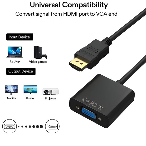 HDMI to VGA, Gold Plated HDMI to VGA Adapter, Male to Female for Laptop, Desktop, Monitor, Projector, HDTV, Chromebook, Raspberry Pi, Roku, Xbox and More - Image 2