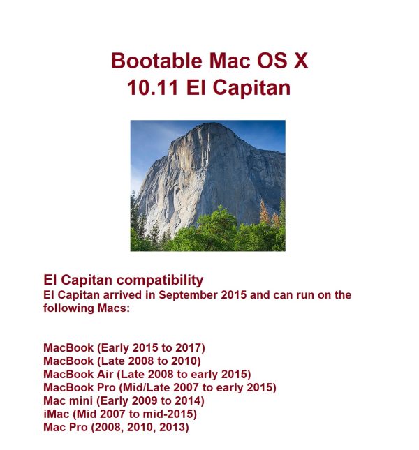 Bootable USB Stick for Mac OS X 10.11 El Capitan – USB Flash Drive for Full MacOS Install, Reinstall, Recovery and Upgrade