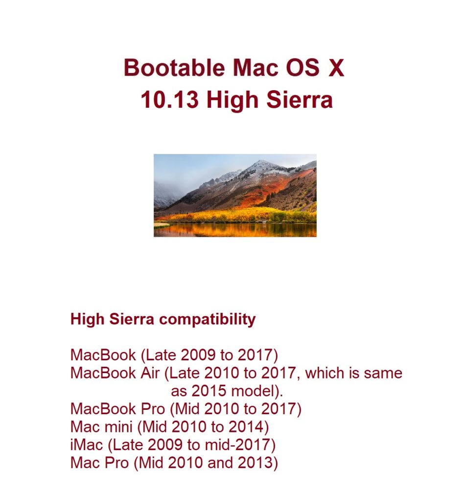 Bootable USB Stick for Mac OS X 10.13 High Sierra – USB Flash Drive for ...