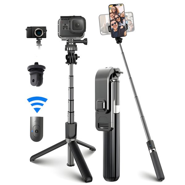 Selfie Stick Tripod With Wireless Remote Control Shutter for Smart Phone, Aluminum tube Foldable 360 Rotate, Bluetooth V5.0