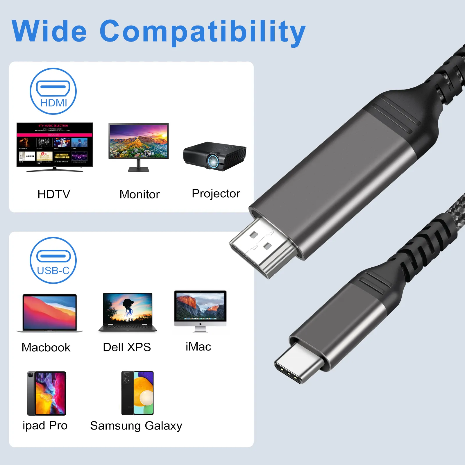 4K USB C to HDMI Cable Type C To HDMI Converter - Image 2