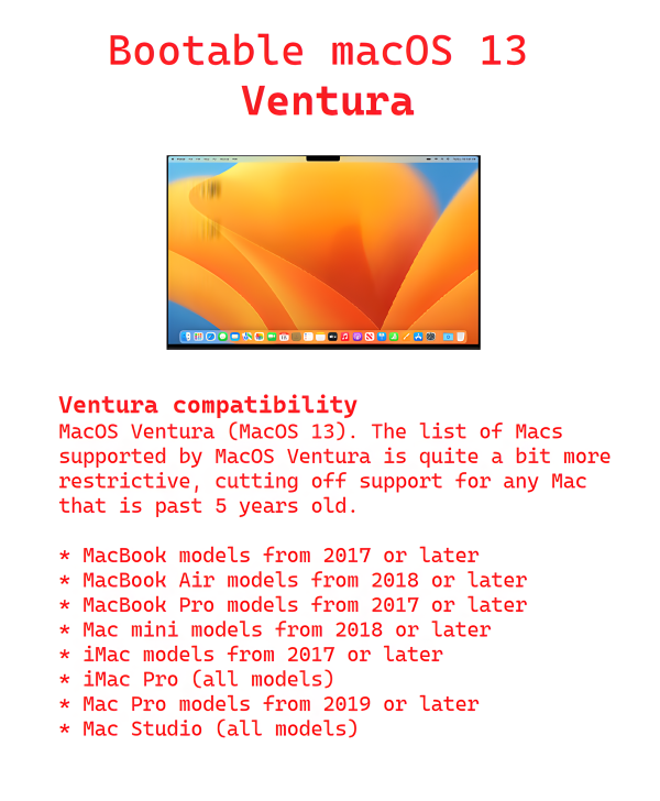 Bootable USB Stick for MacOS Ventura – USB Flash Drive for Full MacOS Install