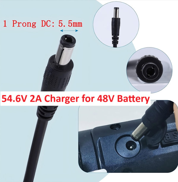 54.6V 2A Replacement Power Adapter with 3.5x1.35mm for 48V 13S Lithium Li-ion Battery Pack, Compatible with Jetson JHAZE-BLK-OB