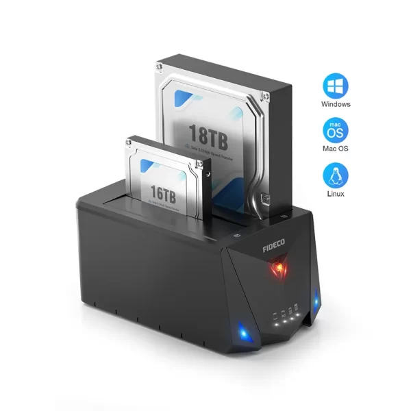 Dual Bay SATA Hard Disk Docking, USB 3.0 Type C 2.5 3.5 Inch Hard Disk Drive Docking Station with Offline Clone - Image 7