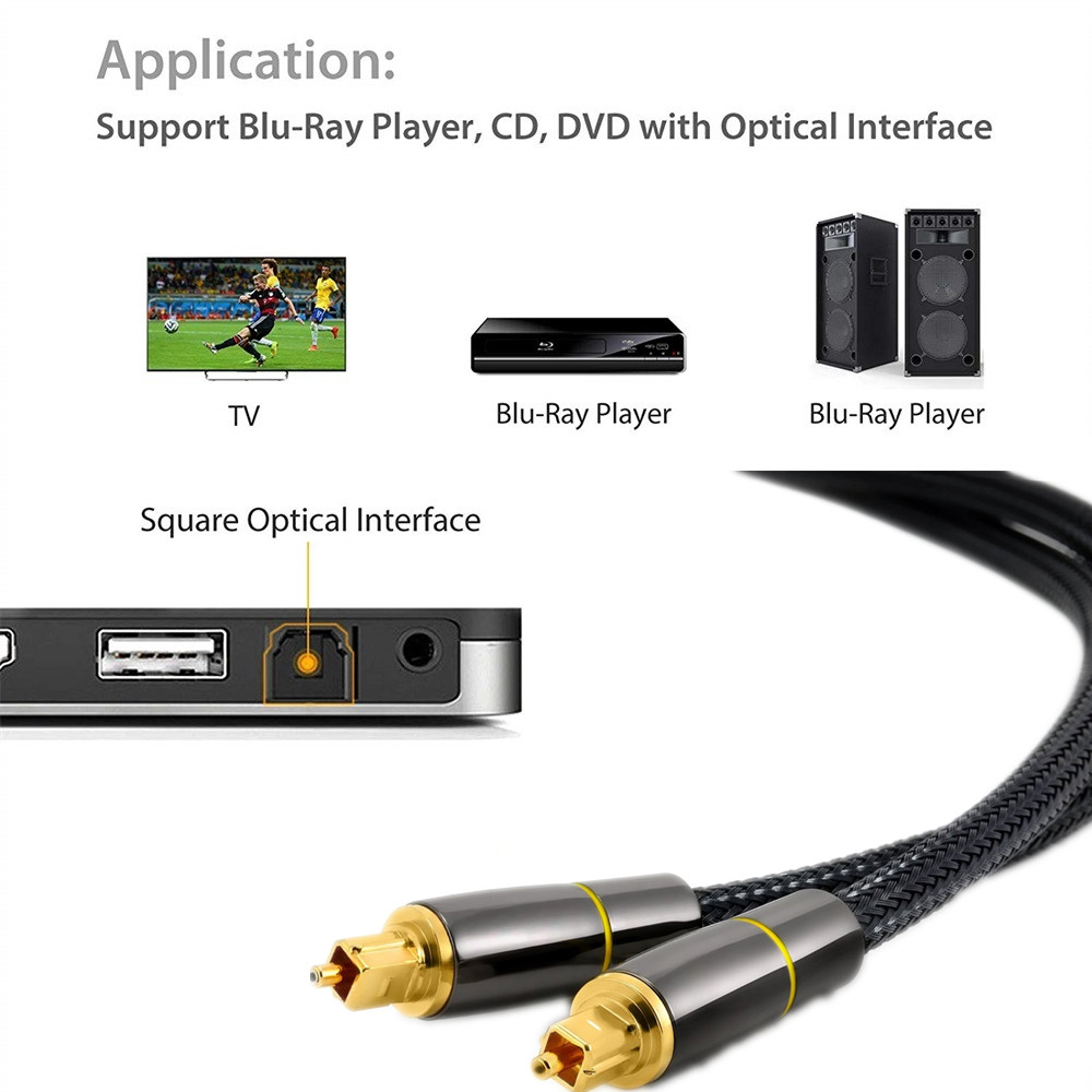 Digital Audio Optical Fiber Cable Toslink For Home Theater, TV, Sound Bar and more, 6.6Ft - Image 5