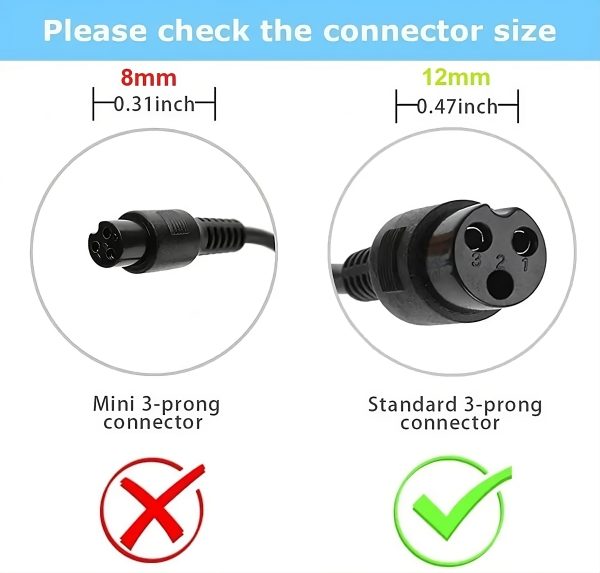 58.8V 2A Replacement Charger with GX16-3 (12mm) Plug, 3 Prong Inline Female Connector for 52V Li-ion Battery - Image 2