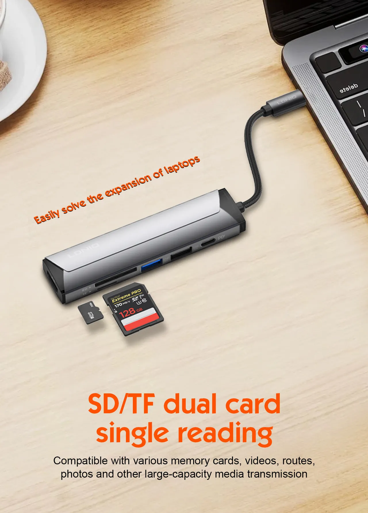 6 in 1 USB-C Multi-function Docking Station PD100W Type-C HDMI SD TF, Supports 4K Video Transmission - Image 4