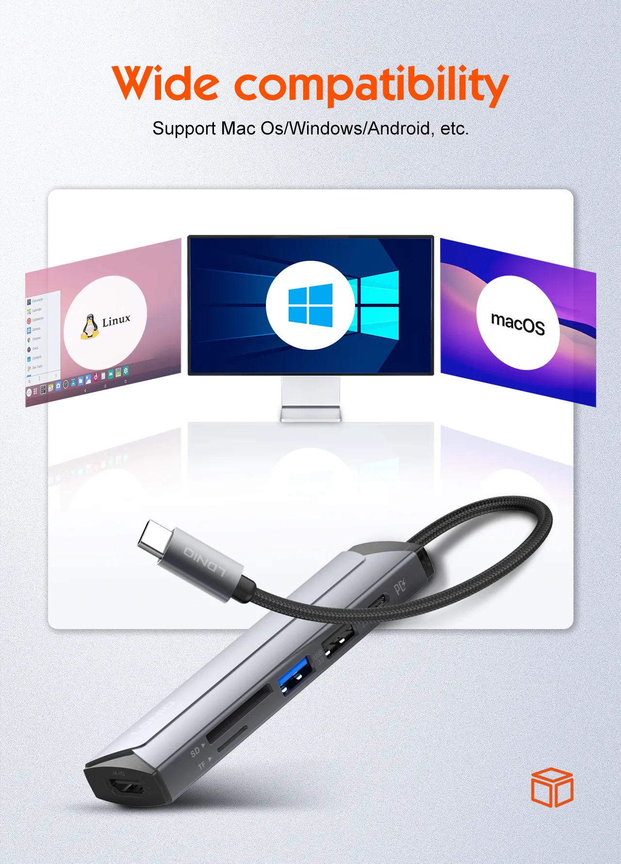 6 in 1 USB-C Multi-function Docking Station PD100W Type-C HDMI SD TF, Supports 4K Video Transmission - Image 5