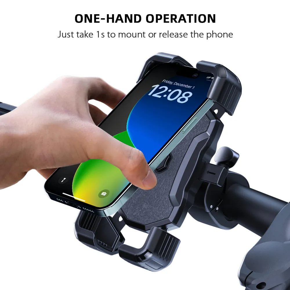 Ultra-Stable High Quality Motor Bike Phone Mount Mobile Stand One-Touch Motorcycle Cell Phone Holder for Bicycle Safer Riding - Image 5
