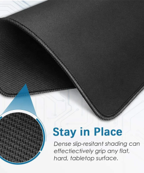High Quality Gaming Mouse Pad Mat, Stitched Edges Non-Slip, Smooth Precision Accuracy - Black