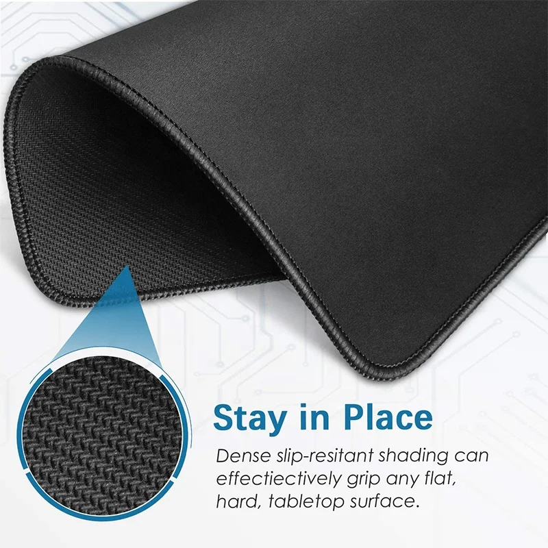 High Quality Gaming Mouse Pad Mat, Stitched Edges Non-Slip, Smooth Precision Accuracy - Black