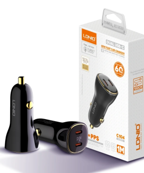 High Quality Dual USB-C 60W Fast Car Charger Cigarette Lighter Adapter