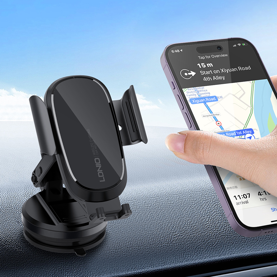 LDNIO MW21-1 15W Fast Charge Auto Clamping Wireless Car Charger Phone Holder Retractable Phone Holder for Mobile Phone - Image 4