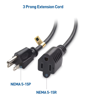 US Power Extension Cord, NEMA5-15P to NEMA5-15R US Plug Power Cord, 3 Pin Power Extension Cord