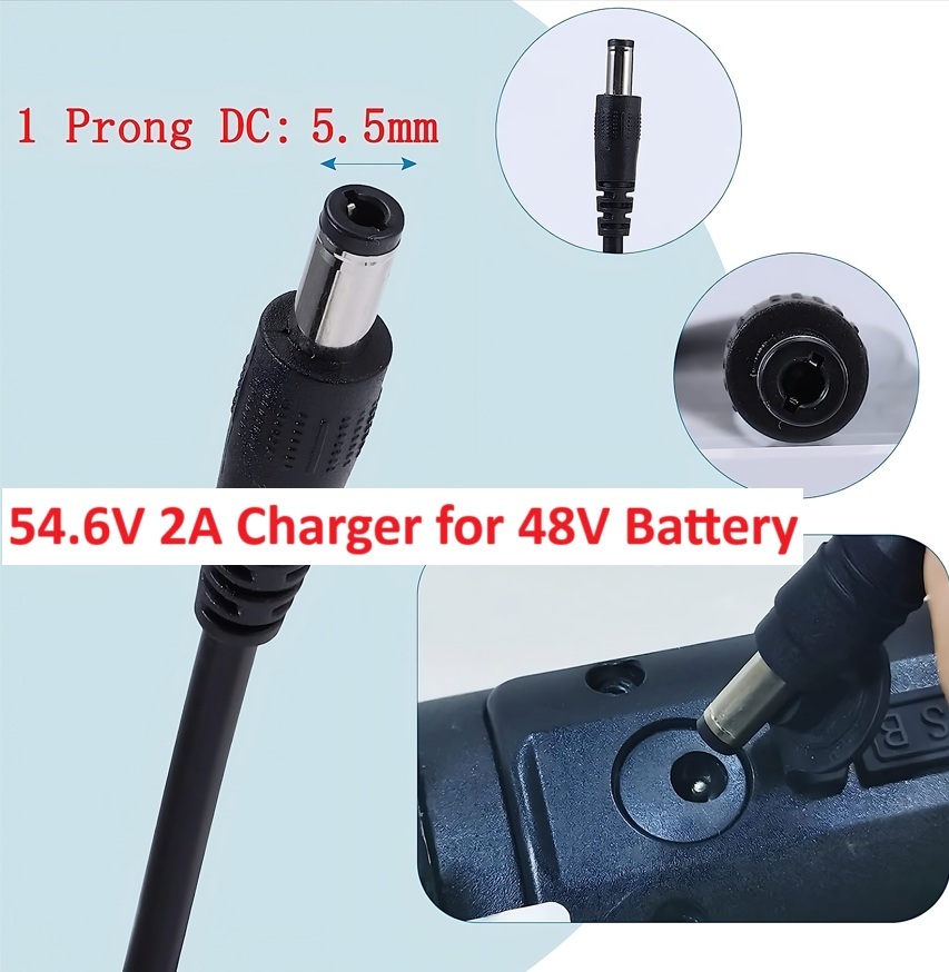 54.6V/2A with 5.5x2.5mm Plug Replacement Power Adapter for Magnum Low Rider 1.0 2.0 eBike with 48V Lithium Battery Pack
