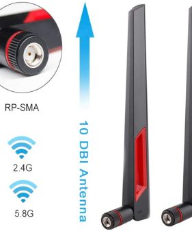 2.4GHz 5.8GHz 6GHz Tri Band WiFi Antenna WiFi 6 6E 8dBi MIMO RP-SMA Male Antenna for WiFi Router, USB WiFi Adapter, Wireless Network Card, Video Surveillance Monitor, IP Security Camera