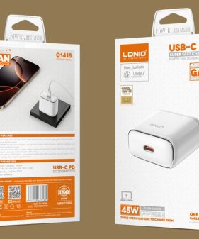 45W USB Type C Super Fast Charger, GaN PD3.0 PPS Quick Travel Charger, Fireproof Mobile Phone Charger