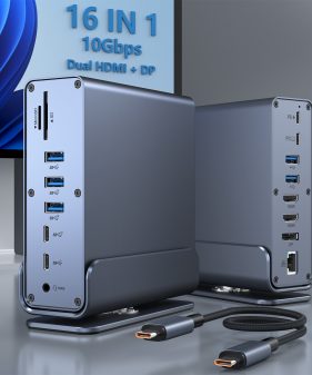 Universal USB C Docking Station Triple Display Dual HDMI + DP for Windows Mac 10Gbps USB C Laptop Docking Station