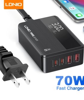 High Quality 70W PD Super Fast Charger with LED Display 4 Port USB Desktop Adapter Universal Mobile Phone Laptop Charger