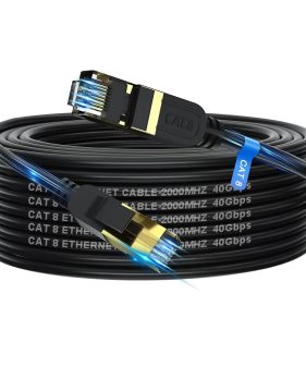 15m (49ft & 2.5inches) CAT8 Ethernet Cable, High Speed 40Gbps/2000MHz RJ45 LAN Network Cable