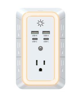 Smart Socket Surge Protector Outlet Extender With USB C Multi Plug Outlet and Smart Night Light