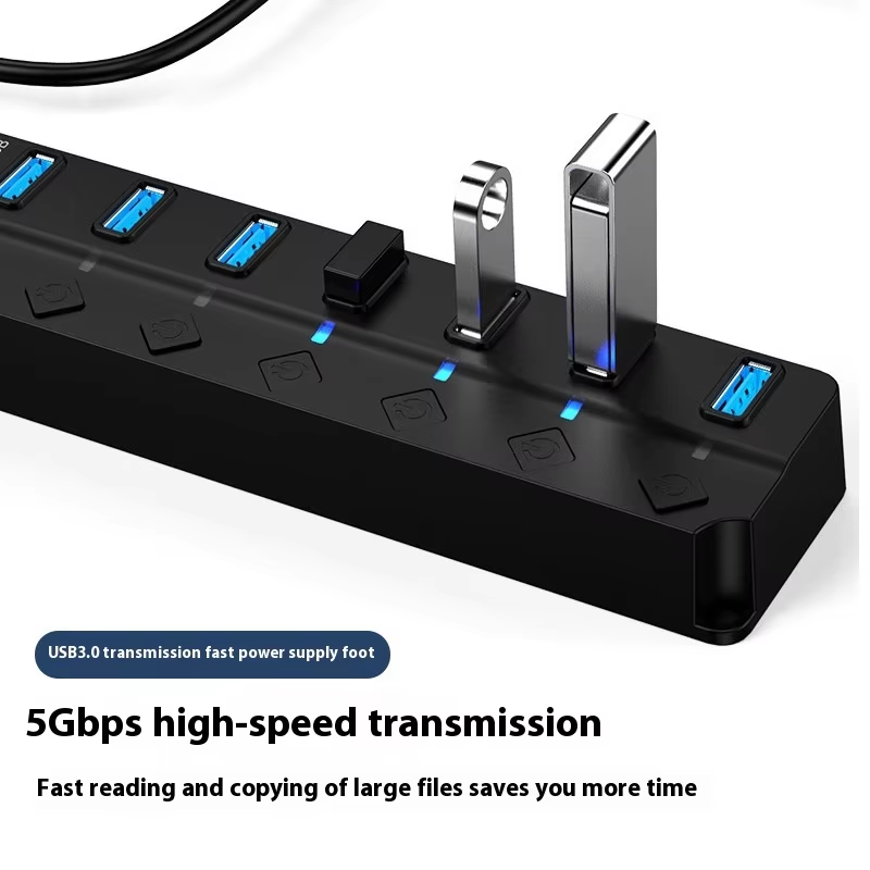 High Speed 7 Port USB 3.0 Powered Hub Splitter with On/Off Switch - Image 4