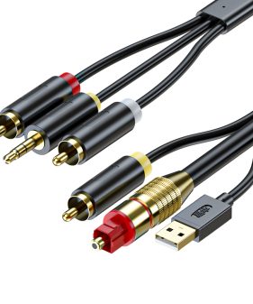 Digital to Analog Audio Converter DAC, Optical Coaxial Toslink to RCA 3.5mm Audio Adapter for Smart TV Speaker Amp R/L Toslink