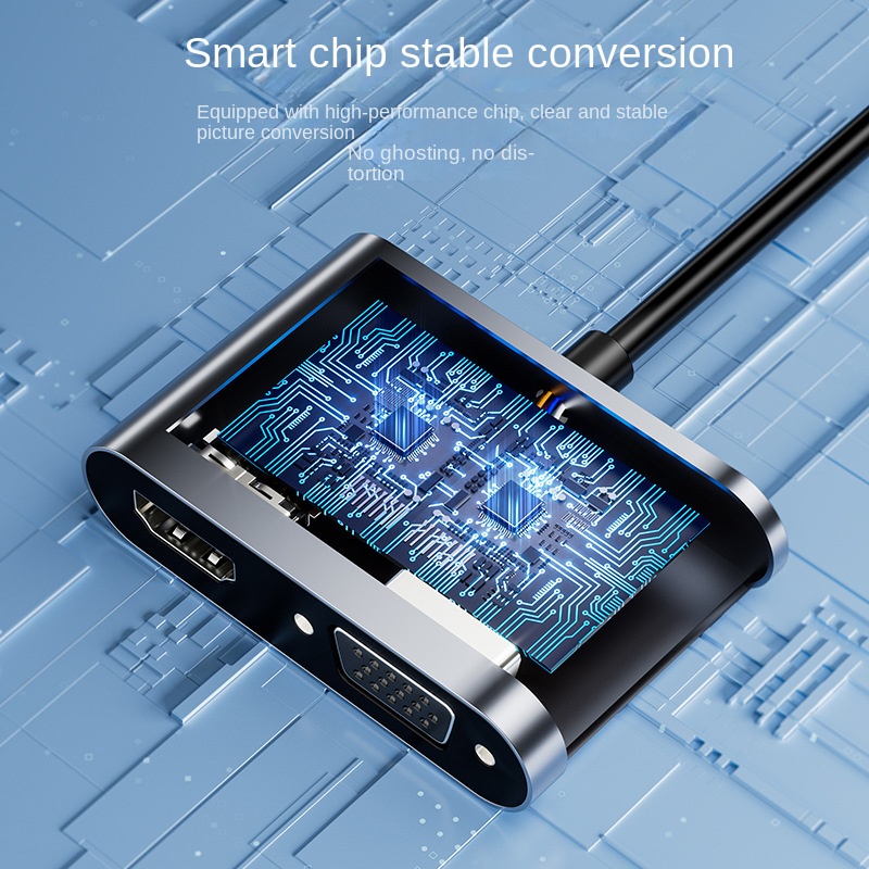 4 in 1 USB/Type C to HDMI+VGA Converter 1080P Dual Screen Display Multi Port Converter Suitable for Home Dual HD Displays - Image 4