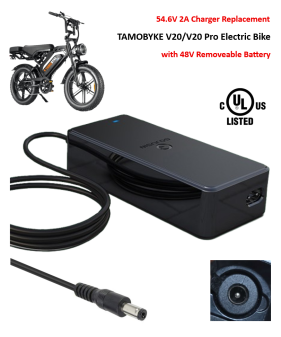 Charger for TAMOBYKE V20/V20 Pro Moped Style 1500W/2000W Electric Bike with 48V Lithium Battery Pack [54.6V 2A, XLR / 3P-GX16] -UL Certified