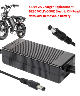 54.6V 2A with 5.5x2.1/2.5mm Plug Replacement Power Adapter for VOLTVOGUE Electric ebike BK20 with 48V Lithium Battery Pack