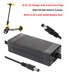 Charger for aigo E3 Kids Electric Scooter [25.2V 2A with 5.5×2.1mm Plug]