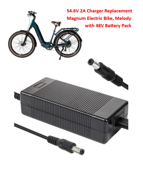 Charger for Magnum Electric Bike Melody with 48V 14.4Ah Lithium Battery Pack [54.6V/2A, 5.5x2.1mm Plug]