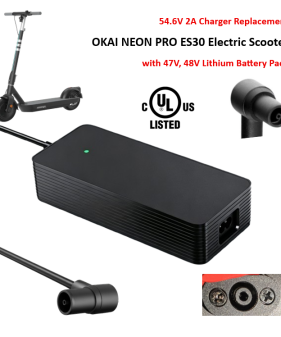 Charger for OKAI ES30L ES30 Electric Scooter with 47V Lithium-ion Battery Pack [54.6V 2A, Center Pin Special Plug] -UL Certified