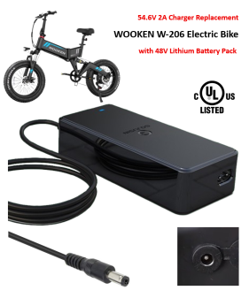 Charger for WOOKEN W-206 Fat Tire Electric Bike with 48V Lithium-ion Battery Pack [54.6V 2A, 5.5x2.1mm Plug] - UL Certified