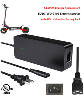 Charger for EOEOTWO GT06 Electric Scooter with 48V Lithium Battery Pack [54.6V 2A, IEC Plug]
