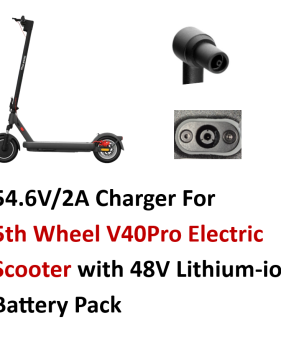Charger for 5th Wheel V40Pro Electric Scooter with 48V Lithium-ion Battery Pack [54.6V 2A, Center Pin Special Plug]