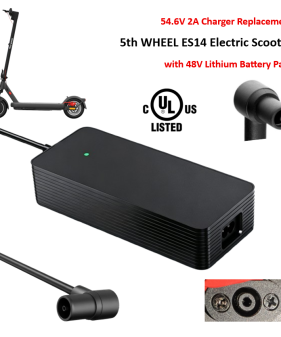 Charger for 5TH WHEEL ES14 Electric Scooter with 48V Lithium-ion Battery Pack [54.6V 2A, Center Pin Special Plug] -UL Certified