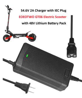 Charger for EOEOTWO GT06 Electric Scooter with 48V Lithium Battery Pack [54.6V 2A, IEC Plug]