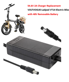 Charger for VOLTVOGUE-Ladped VT14 Electric Bike with 48V Lithium Battery Pack [54.6V 2A, 5.5x2.1mm Plug]