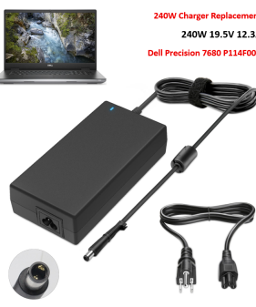 Charger for Dell Precision 7680 7780 P114F002 P115F002 Laptop [240W 19.5V 12.3A, 7.4x5.0mm Plug]