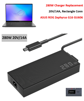 Charger for ROG Zephyrus G16 (2026) GU606 [280W 20V 14A, Rectangle Conn]