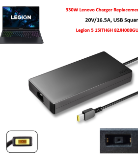 Charger for Lenovo Legion 5-15ITH6H 82JH008GUS Gaming Laptop [330W 20V 16.5A, USB Square]