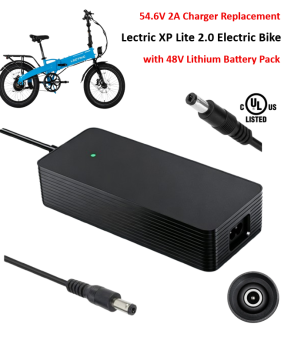 Charger for Lectric XP Lite 2.0 Electric Bike with 48V Lithium-ion Battery Pack [54.6V 2A, 5.5x2.1mm Plug]