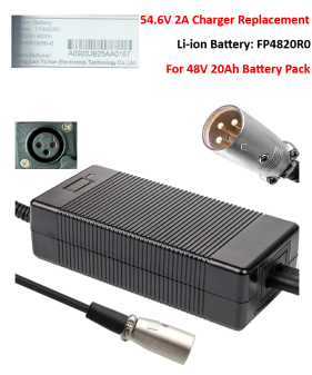 Charger for FP4820R0 48V 20Ah Lithium-ion Battery Pack [54.6V 2A, 3Pin XLR Plug]