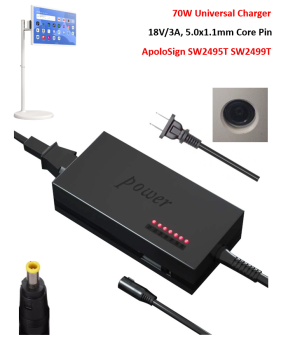 Charger for ApoloSign SW2495T SW2499T SW3295T Pro, Portable Smart TV [18V/3A, 5.0x1.1mm Core Pin]