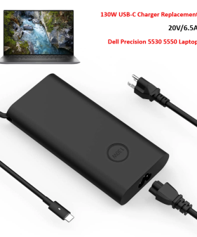 Charger for Dell Precision 5530 5550 Laptop [130W 20V/6.5A, USB-C]
