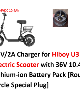 Charger for Hiboy U3 Electric Scooter with 36V Lithium-ion Battery Pack [42V 2A, Round Circle Special Plug] -UL Certified